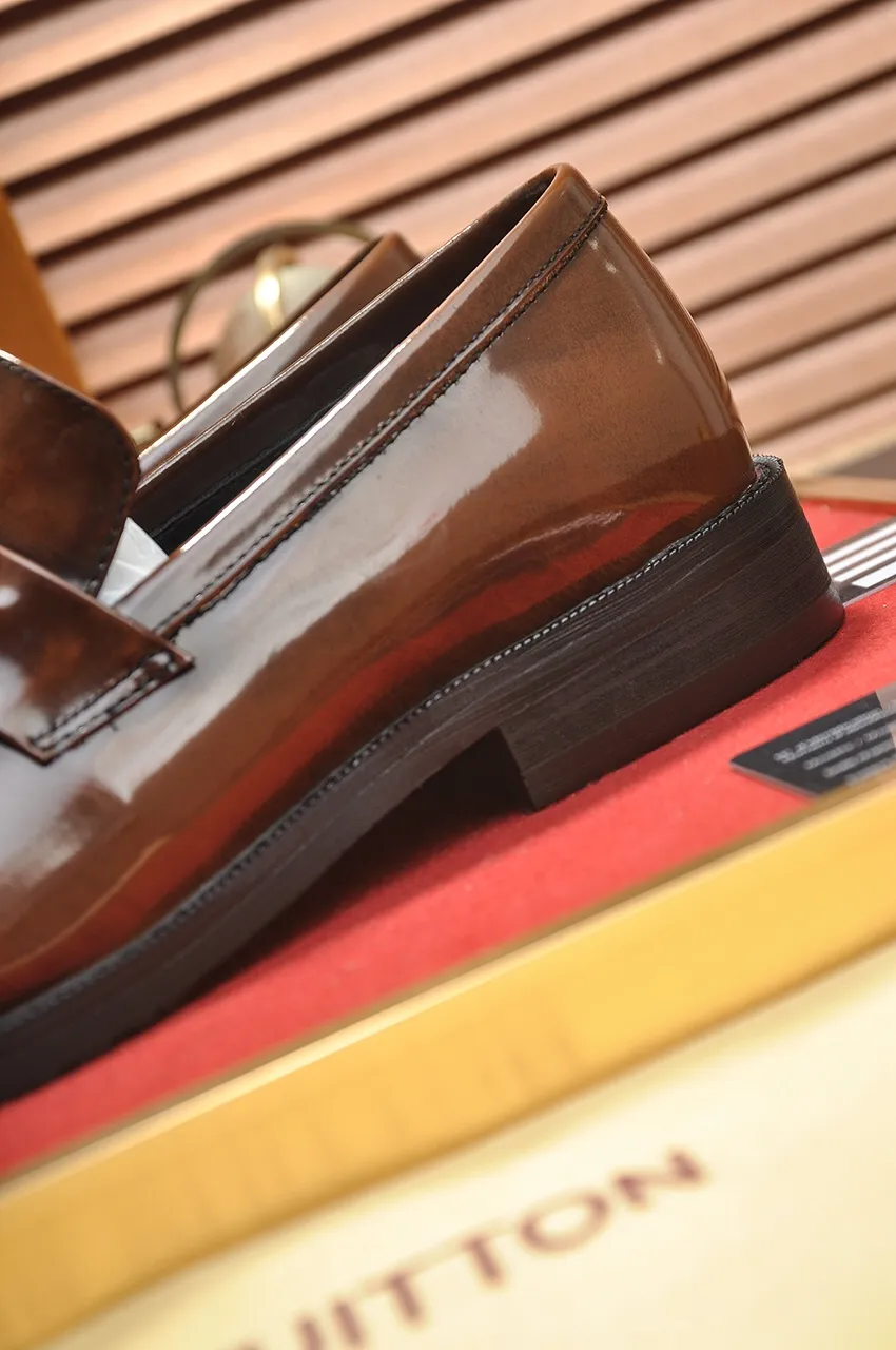 Men's shoes💰460💶【LOUIS VUITTON】(sheepskin lining) new cowhide LV formal shoes🎩🎩❗️🆘made one to one at the counter🎩original quality, imported cowhide upper➕full sheepskin lining➕original rubber outsole, {high quality visible}👣Size: 38-45 (45 custom-made)